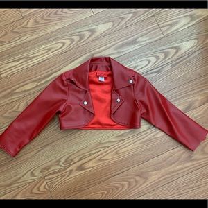 Deadly Damsels Red “leather” crop jacket